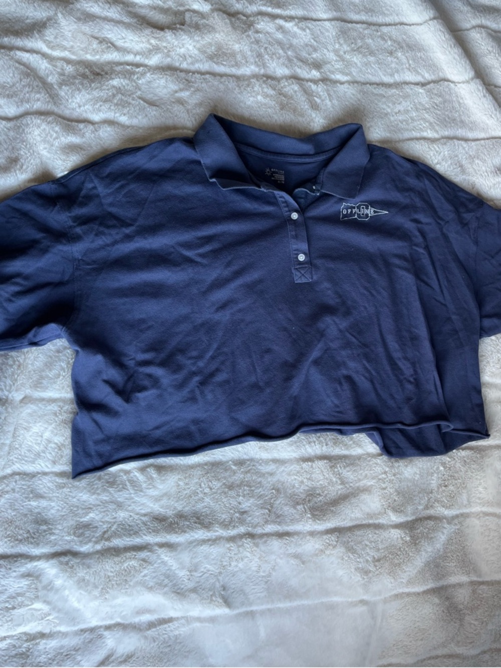 Aerie Offline Navy Cropped Polo Top